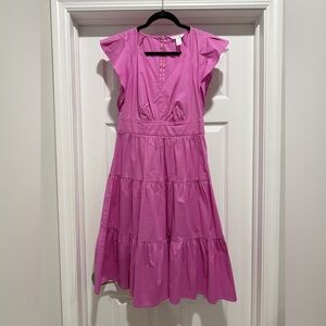 London Times Raglan Sleeve Tiered Midi Dress